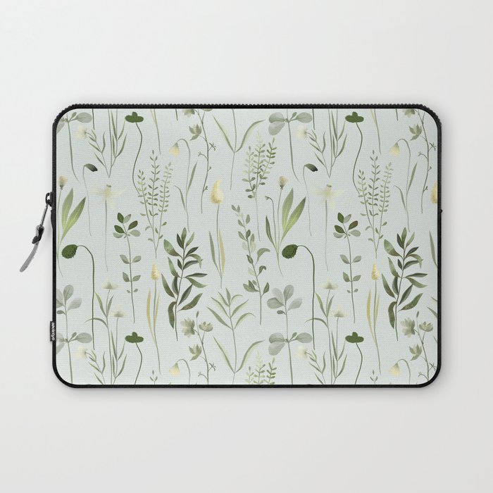 Watercolor Botanical Greenery Pattern Laptop Sleeve