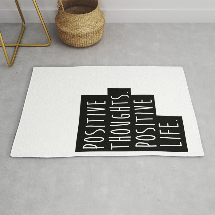 Inspirational Quote Wall Art Positive Thoughts Positive Life Magenta Purple Decor Motivational Minim Rug By Micheltypography