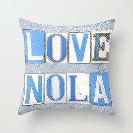 Love NOLA New Orleans Street Sign Tiles Word Art Print Louisiana Cajun French Quarter Throw Pillow