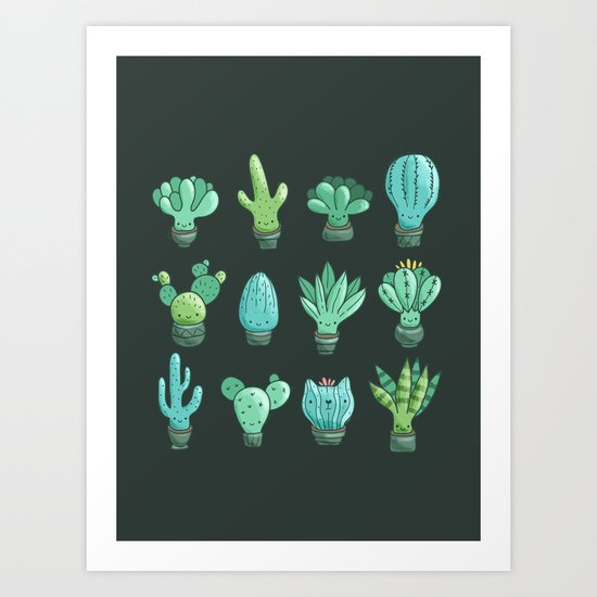 Funny cacti Art Print