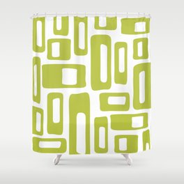 Retro Mid Century Modern Scandinavian Abstract Pattern 336 Olive Shower Curtain