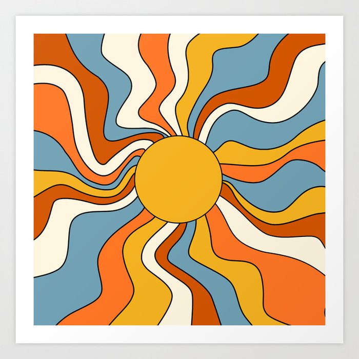 Retro Groovy Sun 70s Print Art Print by Megan Morris Society6