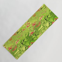 Lime green and red liquid marble abstract Yoga Mat