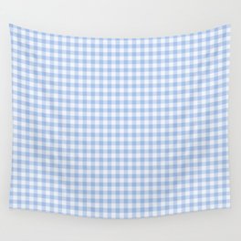 Gingham Plaid Pattern - Natural Blue Wall Tapestry