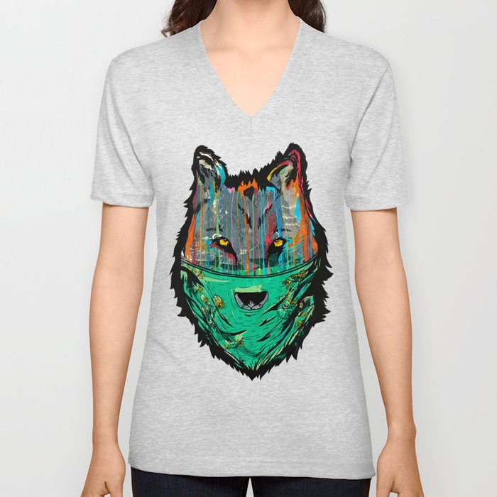 Wolf Mother - Screen Print Edition  V Neck T Shirt