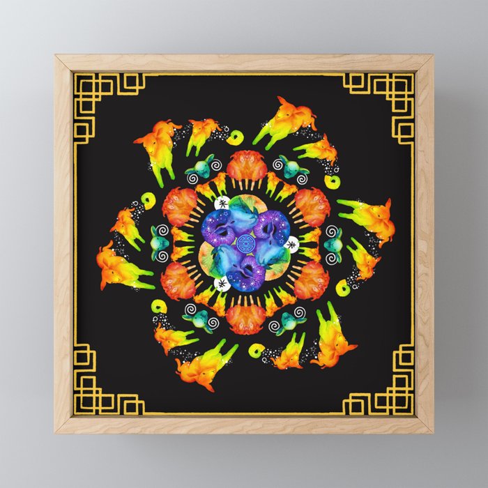Ram_Chinese Zodiac Fortune Mandala Series Framed Mini Art Print
