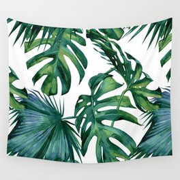 Classic Palm Leaves Tropical Jungle Green Wall Tapestry