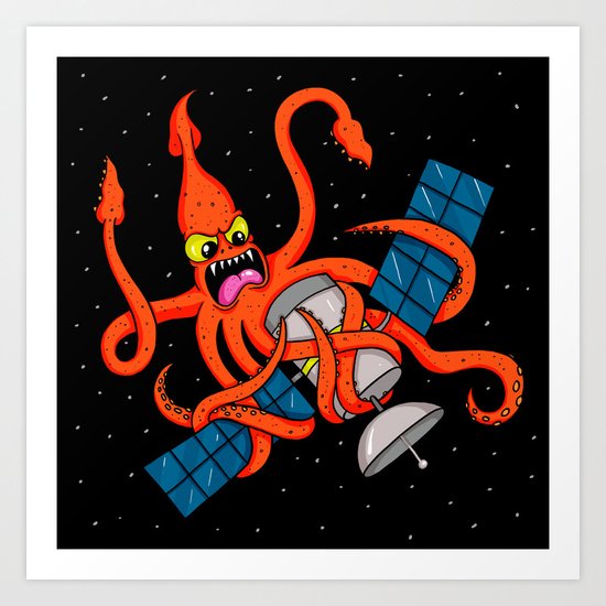 Squid vs Satellite Art Print