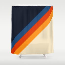 Colorful Classic Retro 70s Vintage Style Stripes - Padona Shower Curtain
