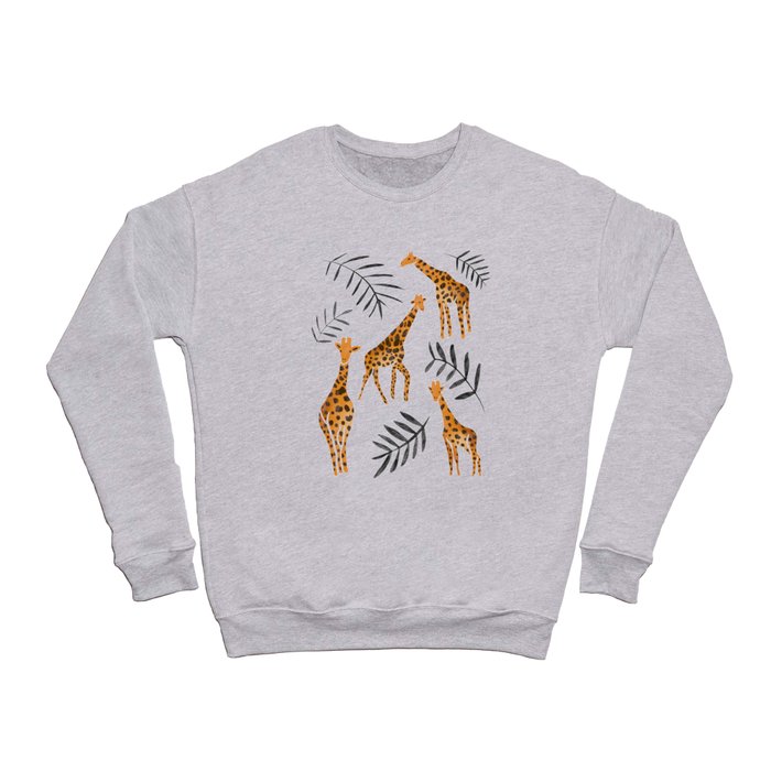 Gentle Giraffes Pattern - Tan and Black Crewneck Sweatshirt
