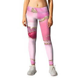Pink And Gold Scandinavian Marble Landscapes Leggings