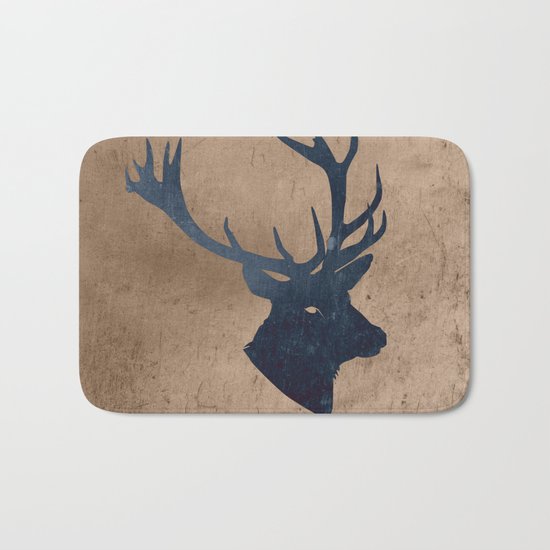 Grunge Deer Stag Simple Illustration for Men Bath Mat