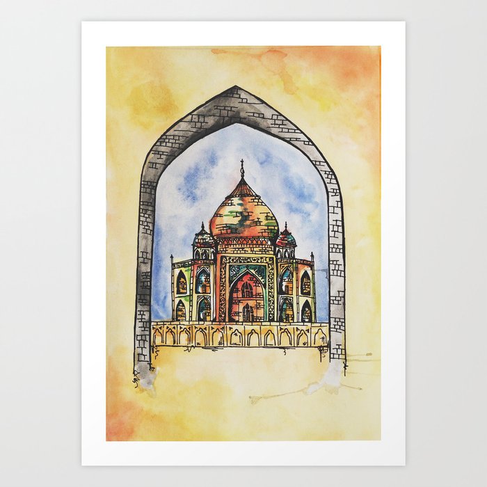 Taj Mahal Illustration Art Print