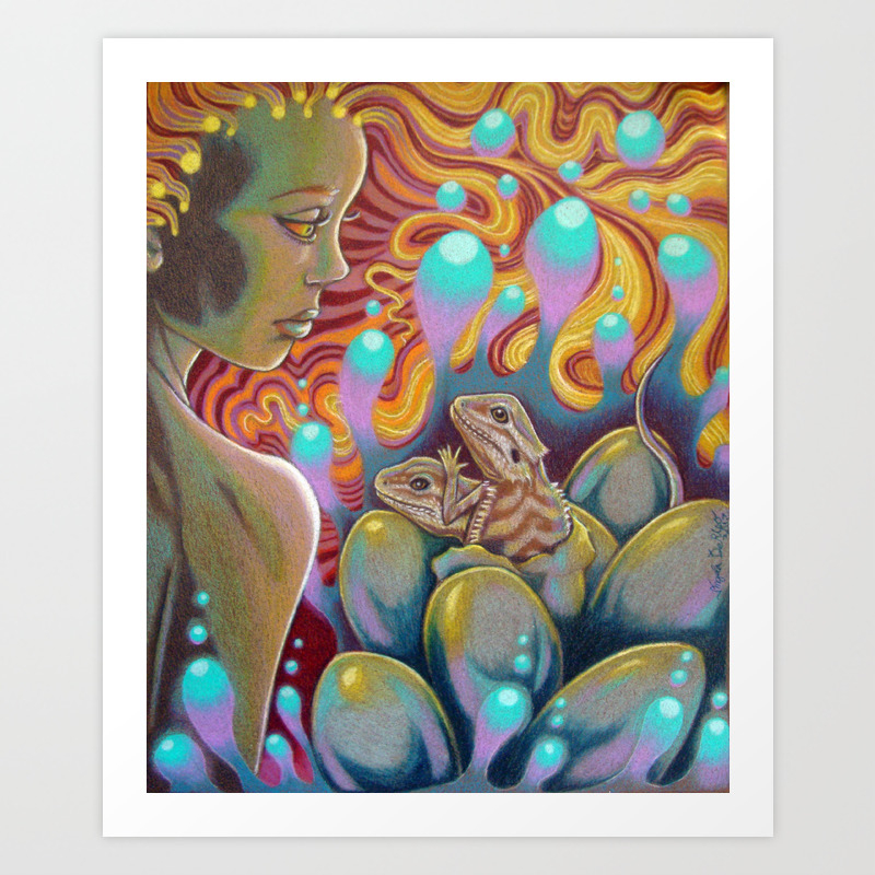 The Egg Maiden Bearded Dragon Lizard Art Art Print By