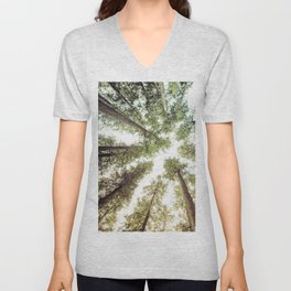 Green Forest Sky Trees V Neck T Shirt