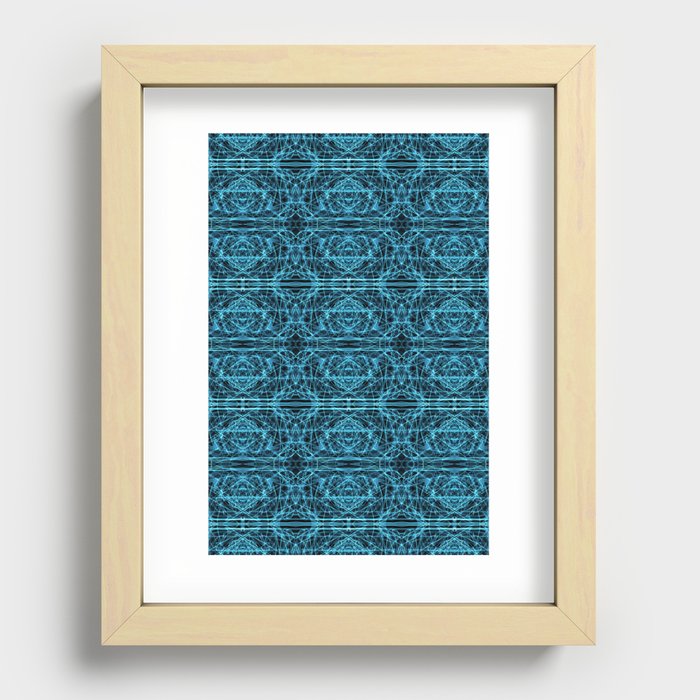 Liquid Light Series 45 ~ Blue Abstract Fractal Pattern Recessed Framed Print