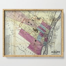 Albany new york antique map 1874 Serving Tray