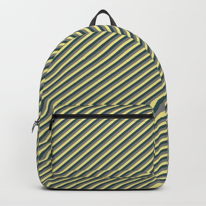 Gray, Tan, and Dark Slate Gray Colored Lines/Stripes Pattern Backpack
