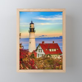 Portland Head Light On The North Atlantic Ocean Framed Mini Art Print