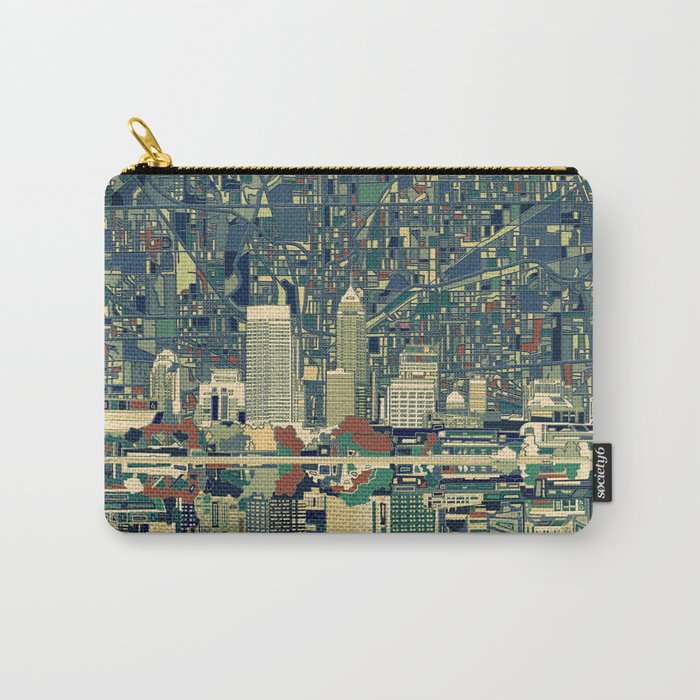 indianapolis city skyline green Carry-All Pouch
