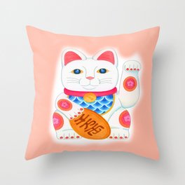 Japanese Lucky Cat Maneki Neko Throw Pillow