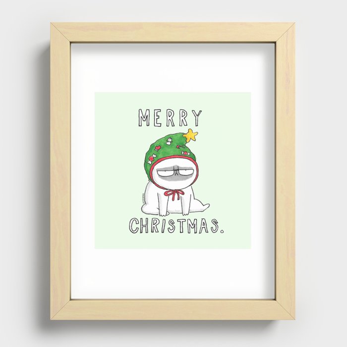 Grumpy Christmas puggy Recessed Framed Print