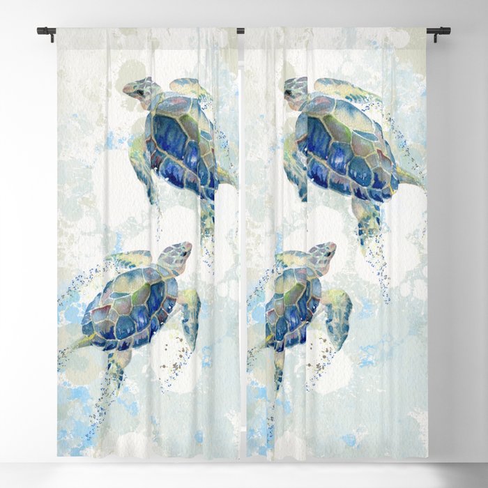 Swimming Together 2 - Sea Turtle  Blackout Curtain