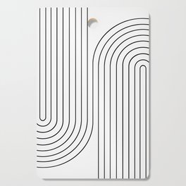 Minimal Line Curvature I Black and White Mid Century Modern Arch Abstract Cutting Board