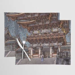Yomeimon Gate by Hiroshi Yoshida - Japanese Vintage Ukiyo-e Woodblock Print Placemat