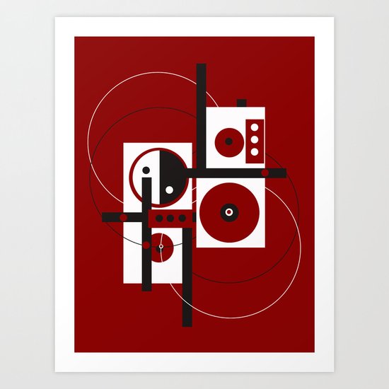 Geometric/Red-White-Black 2 Art Print