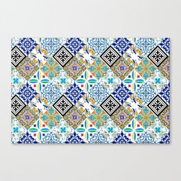 Tiles,mosaic,azulejo,quilt,Portuguese,majolica, Canvas Print