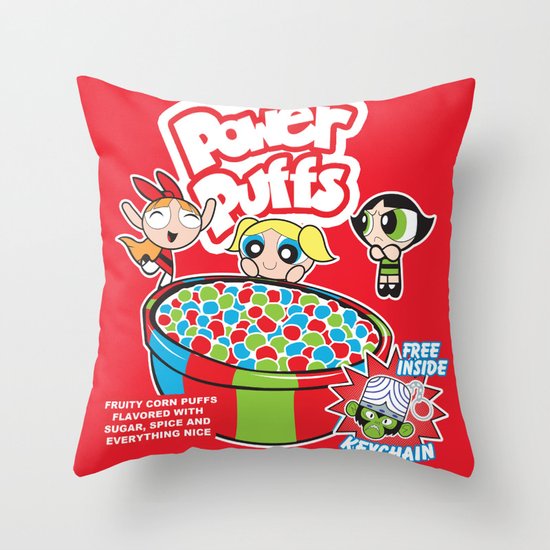 Power Puffs Cereal Throw Pillow
