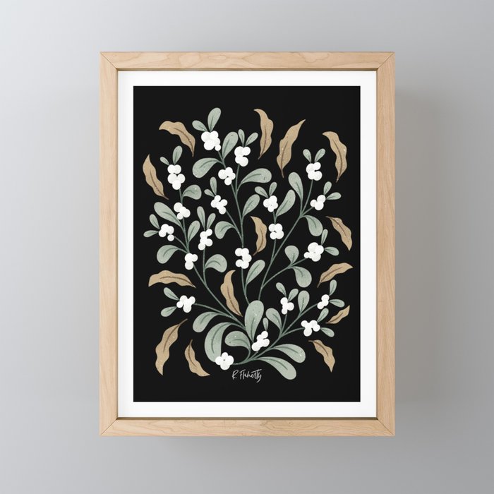 Snowberry Botanical | Black Framed Mini Art Print