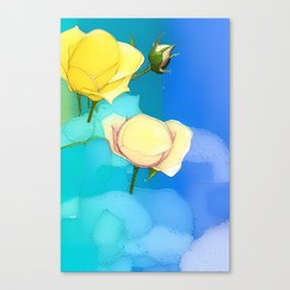 Lemon Yellow Roses Canvas Print