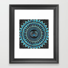 Egyptian Scarab Beetle - Gold and Blue glass Framed Art Print