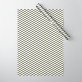 [ Thumbnail: Grey & Beige Colored Stripes/Lines Pattern Wrapping Paper ]