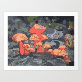Orange mushrooms  Art Print
