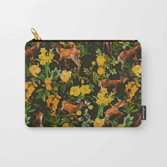 Deer and Floral Pattern Carry-All Pouch