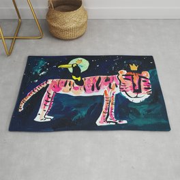 Toucan and Tiger in the Night Sky Painting Area & Throw Rug