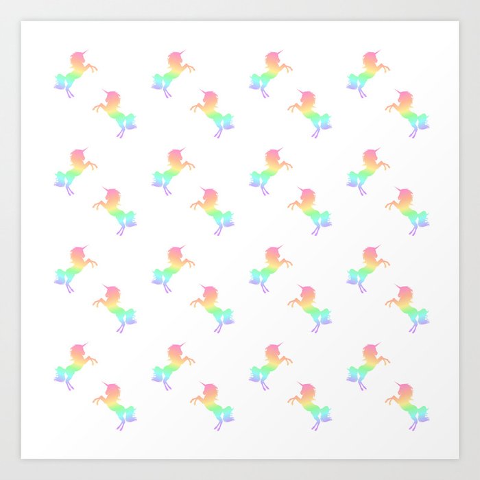 Rainbow Unicorn Pattern Art Print
