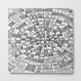 Black & White Circular Maze Metal Print
