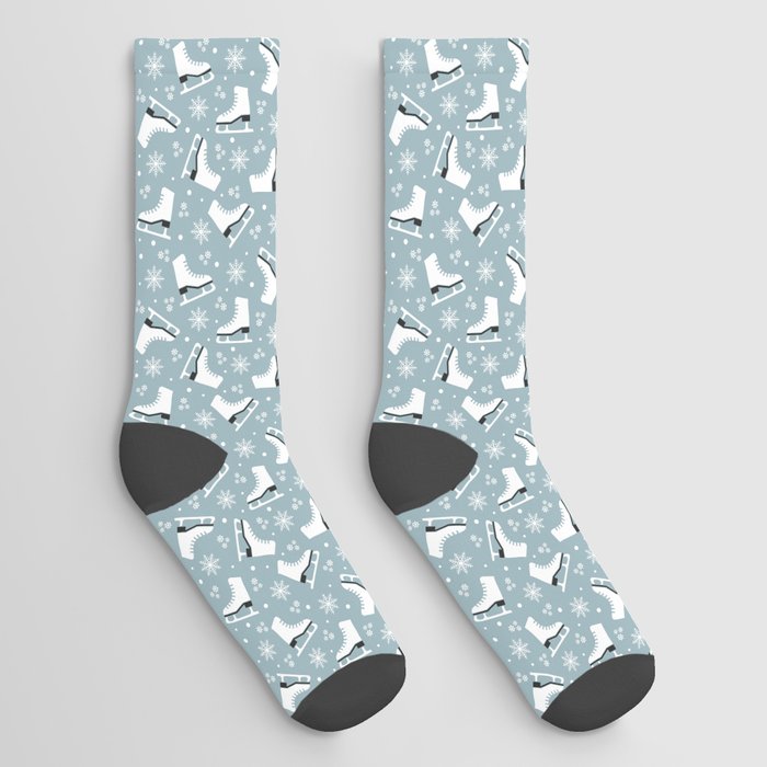 Winter themed pattern with ice skates Socks