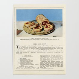 Vintage Jelly Roll Baking Dessert Recipe  Poster