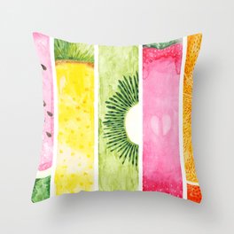 Summer Fruits Watercolor Abstraction Throw Pillow