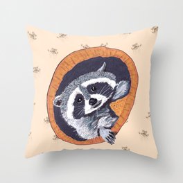 Peeking Raccoons# 1 - Warm Brown Pallet Throw Pillow