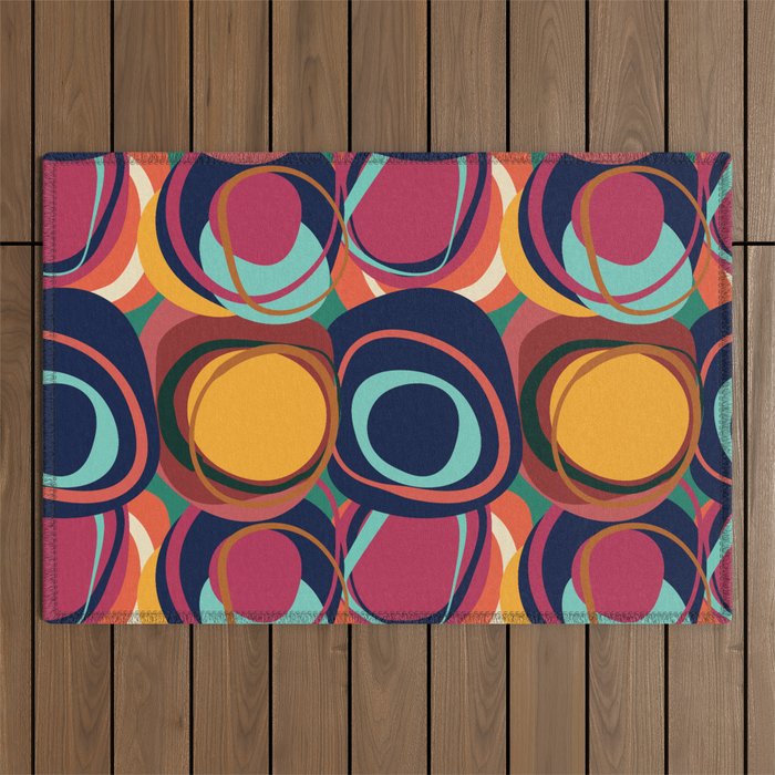 Abstract natural form seamless pattern with circles Outdoor Rug