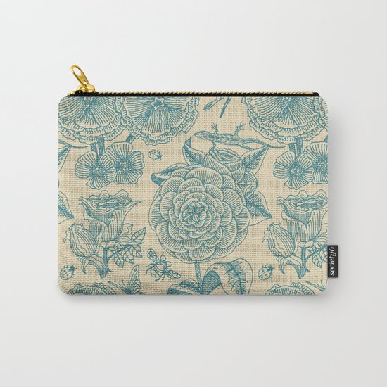 Garden Bliss - in teal & cream Carry-All Pouch