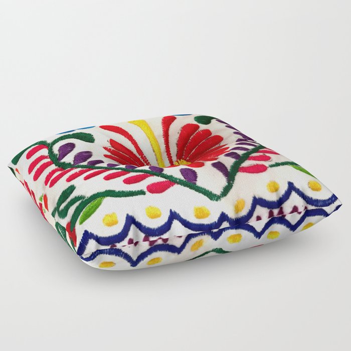 Red Mexican Flower Floor Pillow