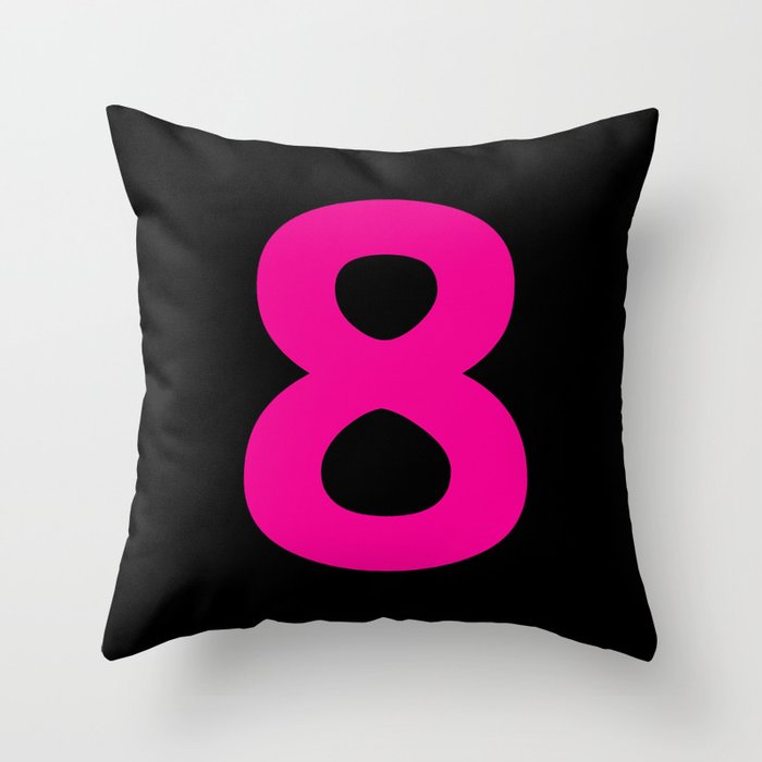 Number 8 (Magenta & Black) Throw Pillow