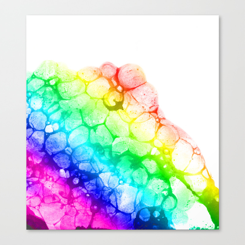 Watercolor Rainbow Abstract Bubble Splashing Paint Isolated On